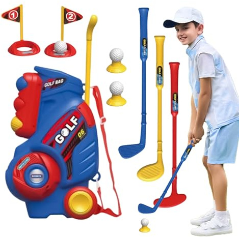 Generico Ensemble de Golf pour - Jouets Interactifs | Jouet Extérieur pour Garçons Et Filles Cadeau Anniversaire Jeu de Jardin Cour Et