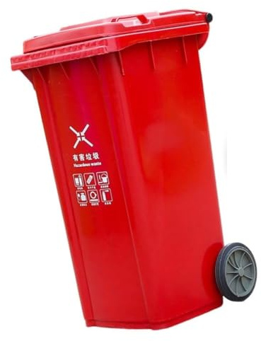 UCKYSU Cubo Basura Grande Exterior Ruedas Tapa 50 L 100 L 120 L Ideal Porche Patio Terraza Cualquier Otro Espacio(Red,100L)