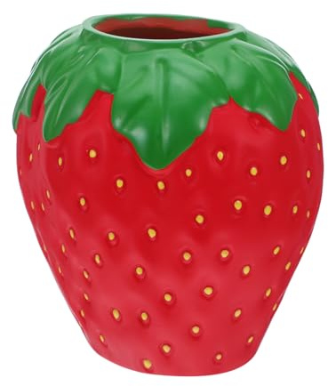 OUNONA Vase Fraise Minimaliste Décor Moderne et Élégant pour Plantes Ornement Accueillant pour Salon et Bureau Accessoire de Table Contemporain Rouge