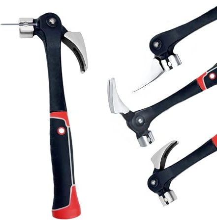 Forged Steel Claw Hammer with Magnetic Nail Starter & Shock-Absorbing Grip - Heavy Duty Framing, Carpentry, and DIY Tool