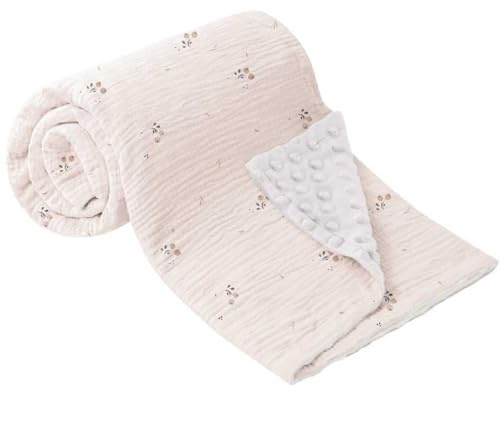 Bearmoss Coperta in cotone per neonati, morbida coperta per gattonare per bambini, in mussola per bambini, 75 x 100 cm (fiori d'arancio)