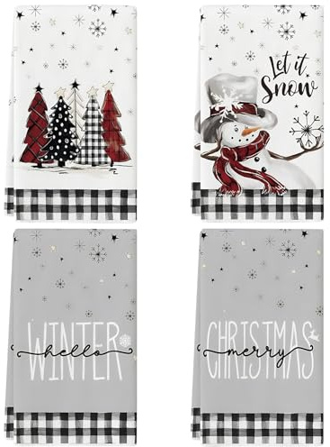 KEORHEZ 4er-Pack Geschirrtücher Weihnachten,40X48 cm Weihnachtsgeschirrtücher,geschirrhandtücher Weihnachten,Christmas Decorations Tischdeko,saugkräftig