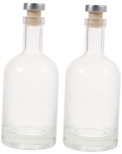 Ipetboom 2 pezzi Bottiglie Vetro Trasparente Spesse per Vodka e Liquori Fondo Antiscivolo Ampia Bocca per Facile Versamento Bottiglie Resistenti e Sigillate per Casa e Bar