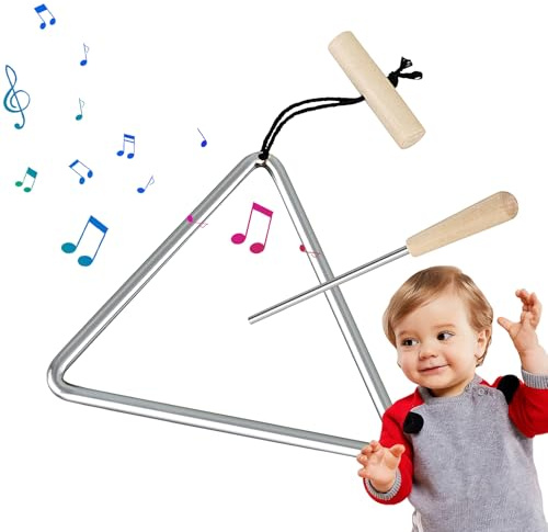 Triangel Schlaginstrument für Kinder - Hochwertige Stahl-Triangel, Präziser Klang, Inklusive Schlägel, Rhythmus-Training, Lernspielzeug, Sicheres Musikinstrument | -Instrument für Schule, Musikunt