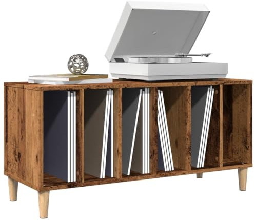 QJBSAVVA Plattenschrank Altholz 100x38x48 cm aus Holzwerkstoff & Eukalyptus Beine Langlebiges Sideboard für Vinyl Platten auch als TV Lowboard Bücher Aktenschrank für Wohnzimmer Büro