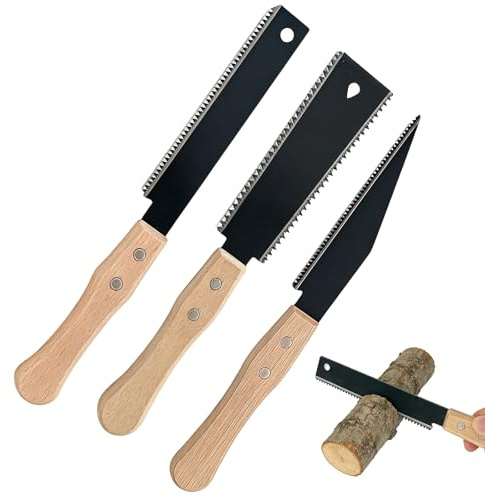 PAPAcroscoma 3 PCS Japanese Pull Saw, 6.3Inch Flush Cut & Double-Edged SK5 | Flexible Blade & Wooden Hand Saw for Wood Cutting Japanese Hand Saw Hand Saw Woodworking Tools