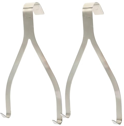 jojofuny Ganchos para Asar Carne de Acero Inoxidable 2 Piezas, Doble Gancho Afilado para Colgar Pollo y Palomas, Utensilios de Cocina para Barbacoa y Ahumado en Exteriores