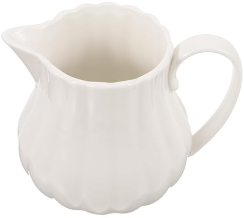 Milisten Pot à Lait en Céramique Blanc 240 Ml, Petit Pichet Doseur Bec Verseur, Récipient pour Café et Lait, Crémier Pratique pour Latte Art et Service au Quotidien