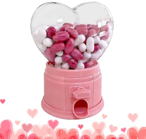 Dispensador de dulces en forma de corazón, soporte para aperitivos de escritorio, 12 x 10 x 18 cm, dispensador de dulces de corazón, mini máquina de chicle, organizador de golosinas divertido, para el