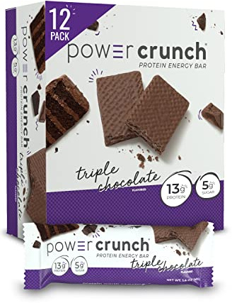 Power Crunch Protein Wafer Bars, High Protein Snacks with Delicious Taste, Triple Chocolate, 1.4 Ounce (12 Count)