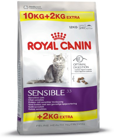 Royal Canin Feline Sensible 33, 10 + 2 kg gratis, 1er Pack (1 x 12 kg Packung)