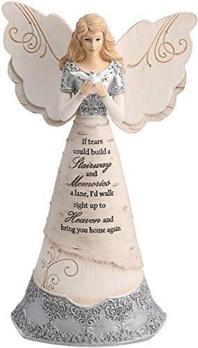 Elements Sympathy Angel Figurine by Pavilion, 8-Inch, If Tears Could Build a Stairway and Memories a Lane,Beige