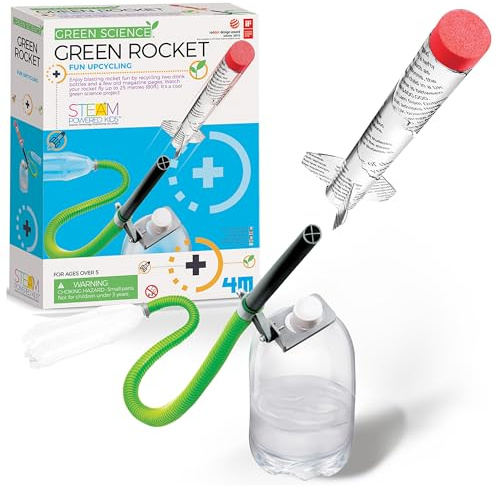 Green Science - Green Rocket - STEM Rocket Launcher for Kids - Build & Launch a Recycled Rocket with Air Pressure - Educational Toy for Young Scientists - Easy & Engaging Science Experiment