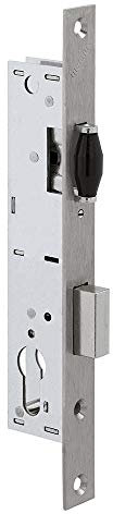 METALUX Série 8 - Serrure à encastrer 1 point pêne dormant et rouleau sans Gâche Têtière Inox coffre 36mm x 180mm Pêne dormant pour porte PVC ou porte metallique