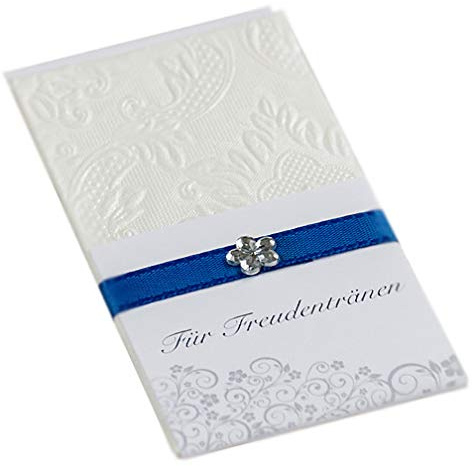 10 Taschentücher Freudentränen Hochzeit TT0050 creme blau