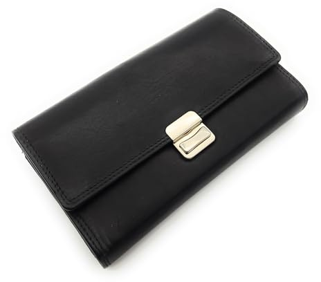 Jockey Club Leather Waiter's Wallet Soft Leather Basic Black, black, S, coin purse