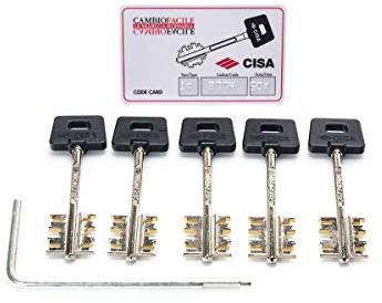CISA 106520511, Cofanetto 5 Chiavi Corte per Serratura Ricifrabile New Cambio Facile