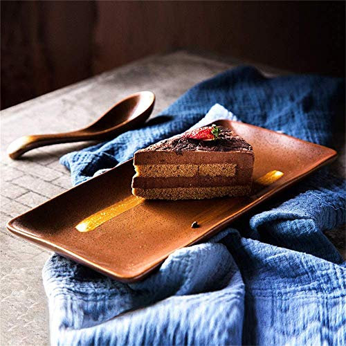 Japanese Style And Styled Sushi Dish Plate Ceramic Long Plate Dinner Plate Rectangular Tableware Home Creative Retro (Color : Coffee)