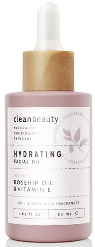 Clean Beauty Hydrating Rose Petal Facial Oil with Rosehip Oil & Vitamin E, Reduce Fine Lines & Dark Spots, Moisturize & Nourish, USA Made (1.83 fl oz)