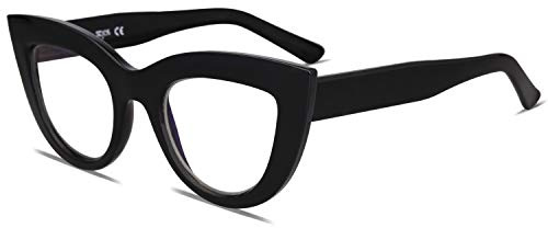 SOJOS Blue Light Blocking Glasses Retro Vintage Cateye Eyeglasses for Women Plastic Frame Party Glasses SJ5025 with Black/Anti-Blue light Lens