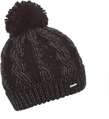 Eisbär Maxim Reflective Bommelmütze Strickmütze Umschlagmütze Damen/Herren - Made in Austria mit Umschlag, Futter Winter Herbst-Winter - One Size schwarz