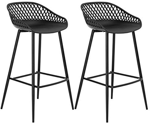 IDIMEX Barhocker IREK im Retro-Design, bequemer Tresenhocker im 2er Pack, praktischer Bistrostuhl aus Kunststoff in schwarz