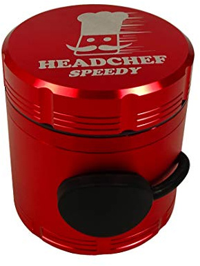 Headchef Speedy 50mm, 4 Piece Grinder, Quick Release of Herbs, Metal Herb Grinder with Sifter Scraper (Red)