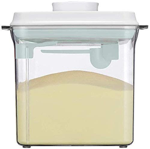 1700 ml lufttät mjölkpulver dispenser, mjölkpulver förvaring, mjölkpulver dispenser bärbar med sked, enhandshantering, avtagbar, för förvaring av mjölkpulver, frukt och mat