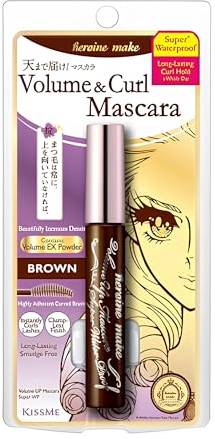 HEROINE MAKE by KISSME Brown Mascara Waterproof with Curvy Brush for Eye Makeup for Women, Mascara Volume & Length Defining Fiber Long-lasting False Eyelash Effect, Made in Japan, 1 EA