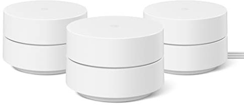 Google Wifi - Enrutador de malla, paquete, juego de 3, para una conexión confiable, cobertura de hasta 85 m² cuadrados por punto, Color Nieve