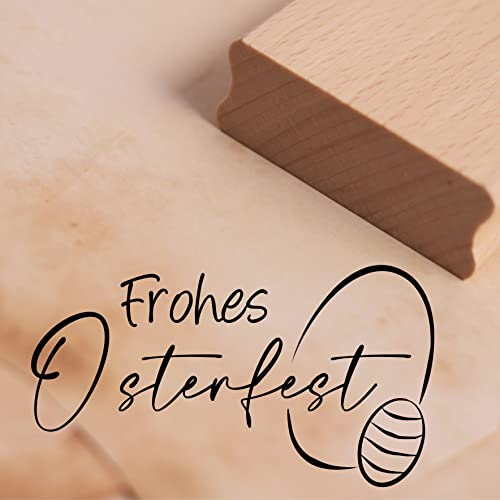 Dekolando Motivstempel Frohes Osterfest Stempel Ostereier Osterstempel minimalistisch Holzstempel - Abdruck 68 x 38 mm