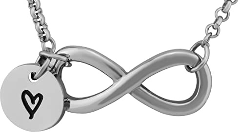 Hanessa Personalisierte Kette mit Gravur Edelstahl 46 cm mit Anhänger Herz Unendlichkeitszeichen in silber - Personalisierte Halskette für Frauen - Personalisierter Schmuck Damen Kettenanhänger