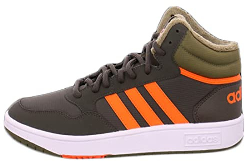 Adidas Hoops Mid 3.0 K Sneaker, Shadow Olive Impact Orange Focus Olive, 36 2/3 EU