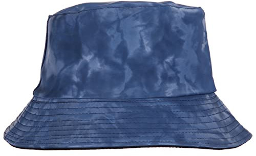 KYEYGWO Damen Reversible Fischerhut aus PU Leder, Doppelseitiger Buckethut Einfarbiger Eimer Hut Warmer Winterhut Freizeit Outdoor-Hut Sonnen Schlapphut, Blau