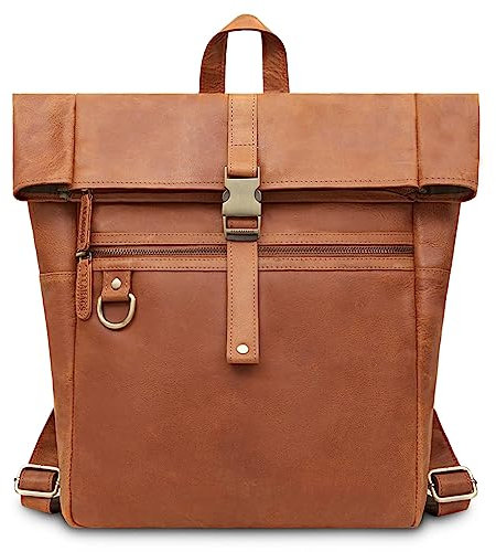 LEABAGS Leder Rucksack Damen & Herren I Echtleder Premium Daypack I Eleganter Backpack Frauen & Männer I Lederrucksack