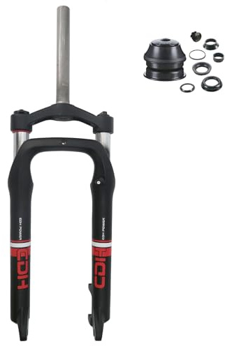 CDHPOWER Forcella Bici 66cm x 10,2cm Grasso Sospensione con 1-1/8 Combo Manubrio, 28,6mm Singola Spalla Tubo Dritto Freno a Disco Bici Forcella Anteriore Grasso 10,2“