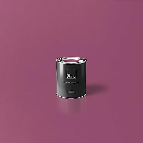 New Walls Premium Wandfarbe Pink, Beere Liquid Luxury Dispersionsfarbe für Innenräume – 1 L