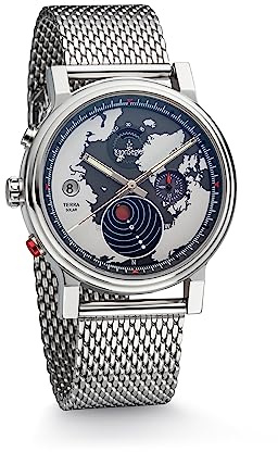Kronsegler Terra Solar Chronograph Armbanduhr Stahl Schwarz Milanaise