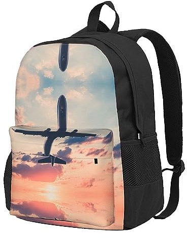 StOlmx Airplane Sunset Laptop Rucksack, Reiserucksack, Große Wickeltasche, Arzttasche, Schwarz , One size