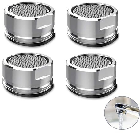 Ryaupy 4 Pezzi Aeratore, Ugello Miscelatore con Plastica Inclusa Chiave per Ugello Miscelatore Cromata, Inserto Filtro Rubinetto Filettatura Maschio, per Rubinetti
