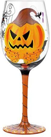 NymphFable Halloween Hand Painted Wine Glass Pumpkin Black Cat Spider Ghosts Unique Halloween Wine Glass Home Party