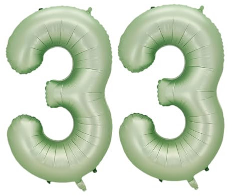 Guoguonb 40 Zoll Zahl 33. Geburtstag Deko Riesen Aufblasbar Helium Folienballon Nummer 33 Luftballons Personalisiertes Design Ballon für Gedenktag Geburtstag Dekoration (Wassermelone Grün)