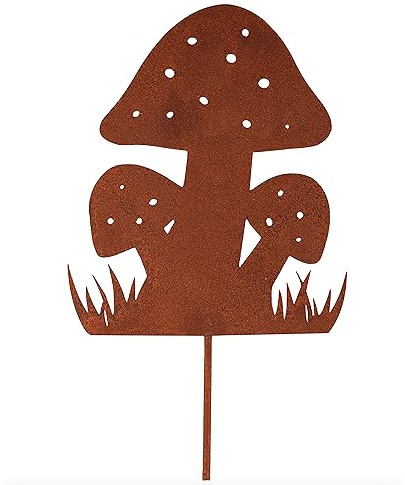 Deko Kind - Rostiger Pilz - 15x25cm - Premium Edelrost Qualität - Rost Gartenstecker - Metallpilz - Wanddeko - Rost Deko - Pilzdeko - Pilz zum Stecken - Rostpilz - Herbstdeko