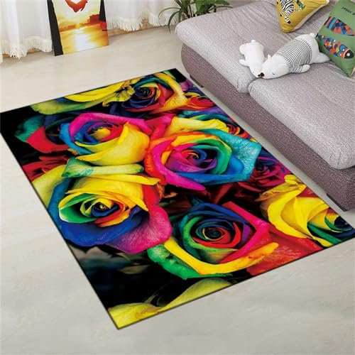 RUGMRZ Bad Teppiche Landschaftsblumensalon deko für Balkon Teppich 27 Farben Teppich rund Wohnzimmer Auslegware Teppichboden Bad teppiche tepich in wohnzimmer300x400CM