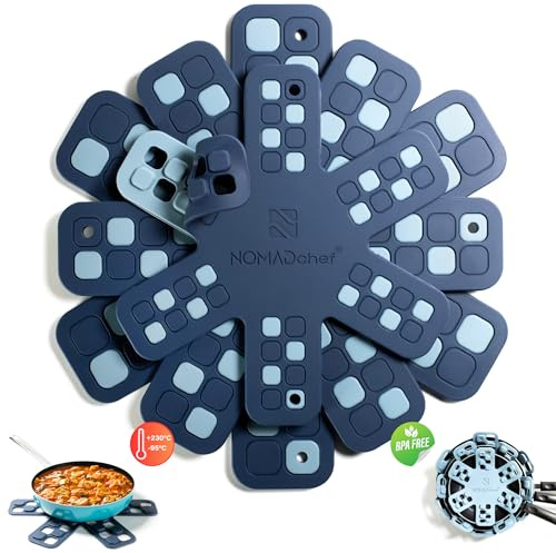 NOMADCHEF Dual-Use Silicone Pan Protectors for Stacking & Trivets for Hot Dishes | Silicone Trivet Mat | Perfect Pot and Pan Protectors For Stacking | Cookware Protectors For Stacking (6PCS-BLU/BLU)