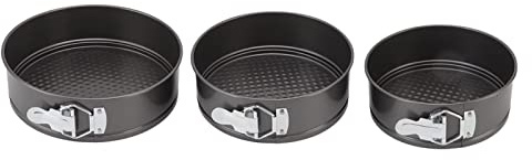 Set di Teglie Per Torte, Set di Teglie a Cerniera da 3 Pezzi Set di Tortiere Rotonde Teglie Per Torte Resistenti con Fondo Rimovibile Per Prodotti da Forno Per Torte E Pane(24/26/28)