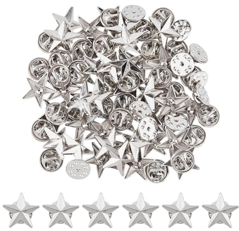 SUPERFINDINGS 40 Sets Anstecknadel Mit Sternabzeichen Aus Platin 1.8cm Legierungsbrosche Anstecknadel Für Veteranentag Sternnadel Militärauszeichnungsnadeln Sternbrosche Zum Tag