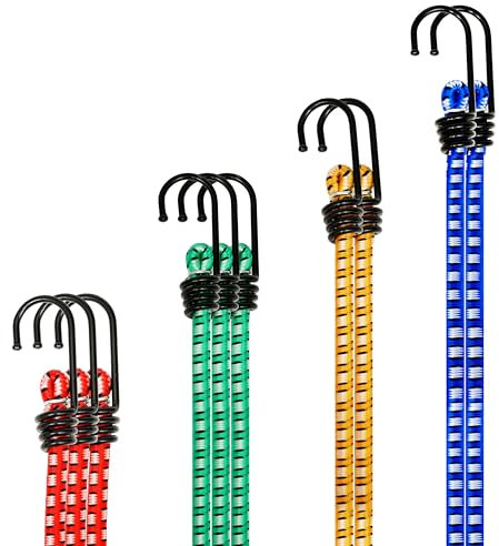 10 PCS Bungee Cords with Hooks – Heavy Duty, UV-Resistant & Weatherproof Elastic Straps for Luggage, Tents, Bikes, Tarps, camping essentials, Garden Furniture, DIY & Outdoor Storage