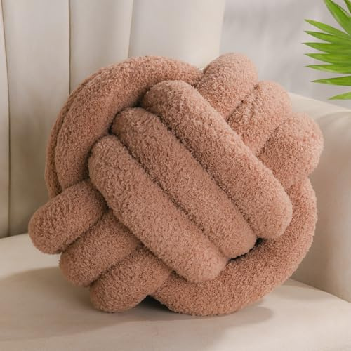 Yhoelata Cuscino Fiocco Cachi, Cuscino Rotondo Palla Decorazione Camera, Cuscino Deco Soggiorno Estetico, Cuscino Divano Decorazione Sherpa, Cuscino Decorativo Letto Bambini, 22 cm