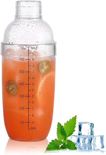 SGHAGH Coctelera de 750 ml, una coctelera graduada de plástico transparente y botella de agua, se puede cambiar fácilmente entre múltiples escenas, adecuado para uso doméstico, bares, etc